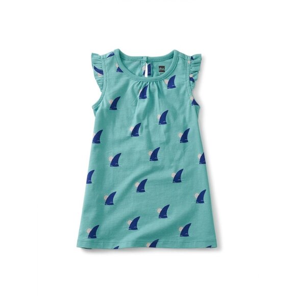 Tea Collection Other - NWT Tea Collection Ruffle Shoulder Baby Dress Shark Fin Sunset Size 3-6 Months